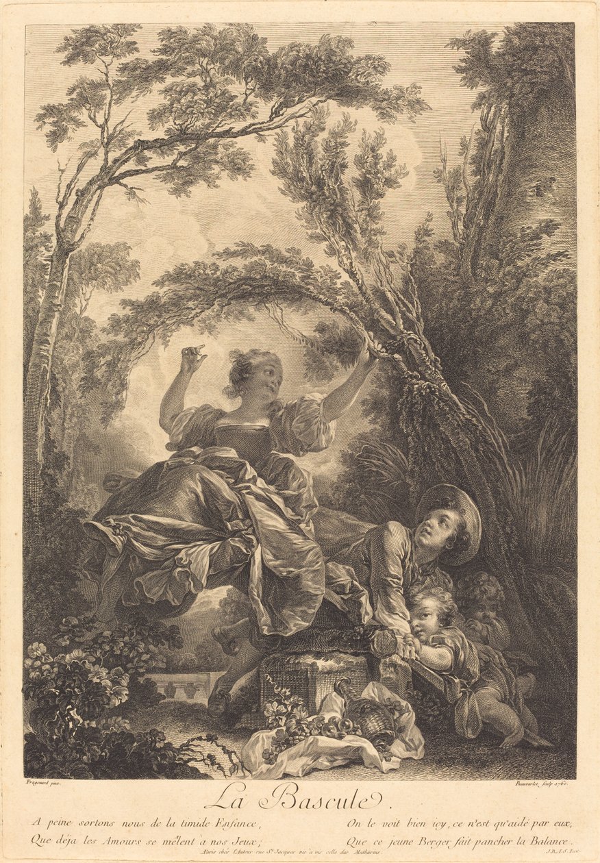 Huśtawka autorstwa Jacques Firmin Beauvarlet after Jean Honoré Fragonard