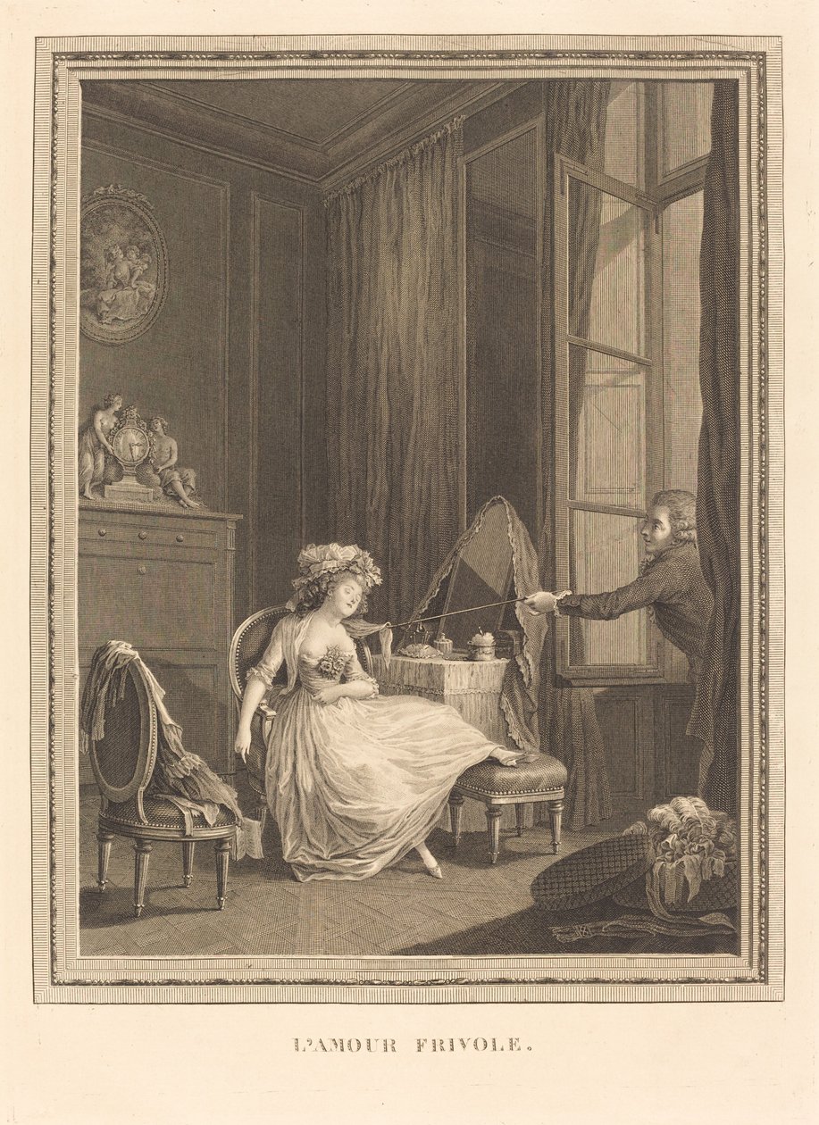 frywolna miłość autorstwa Jacques Firmin Beauvarlet after Pierre Antoine Baudouin