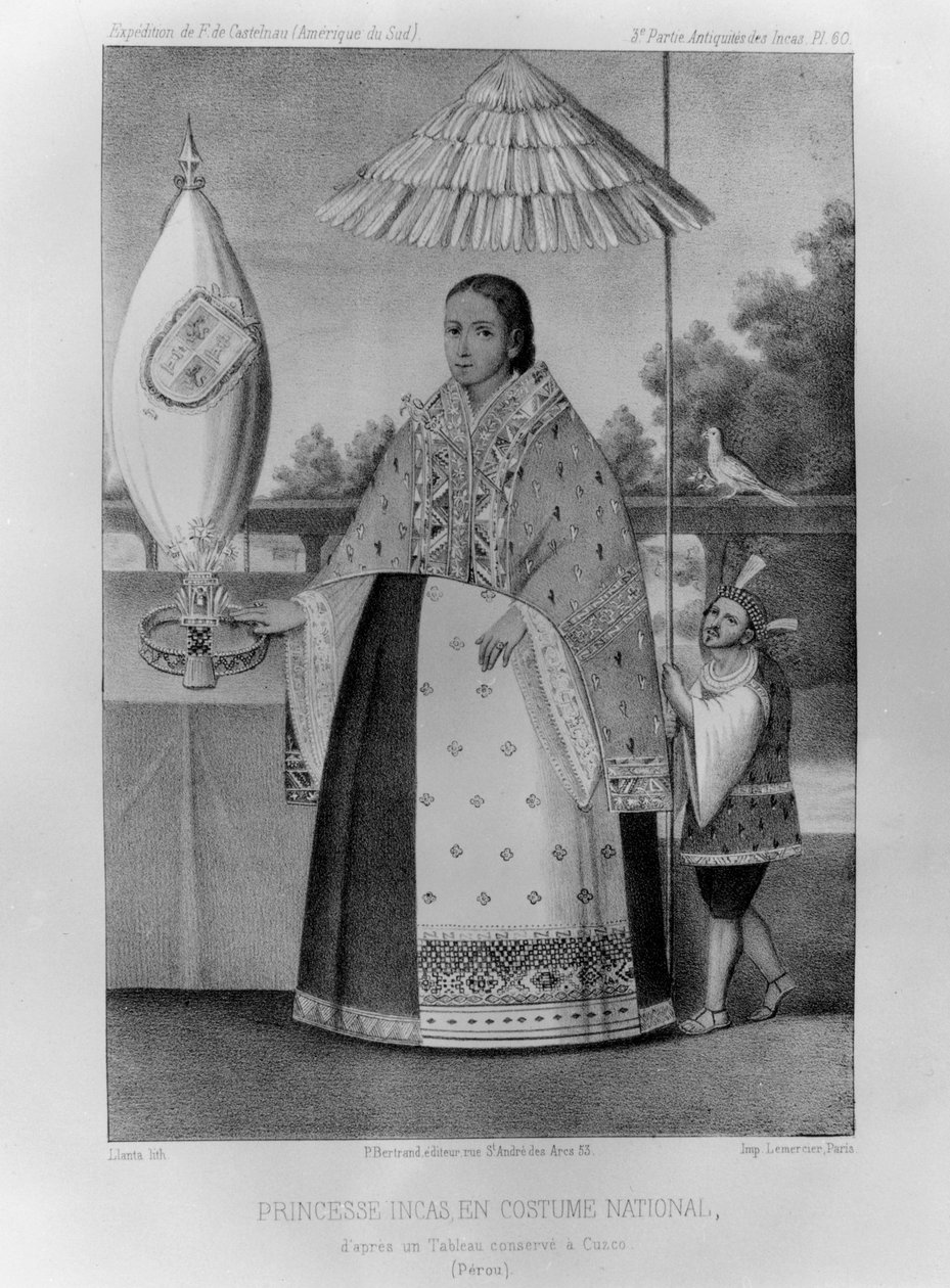 Księżniczka Inków, strój narodowy, 1852 autorstwa Jacques Francois Gauderique Llanta