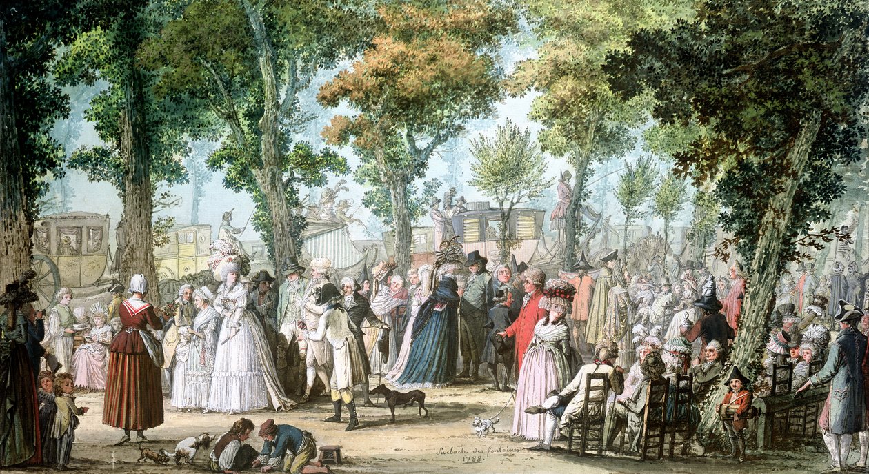 Promenada w Boulevard du Temple, 1788 autorstwa Jacques Francois Joseph Swebach