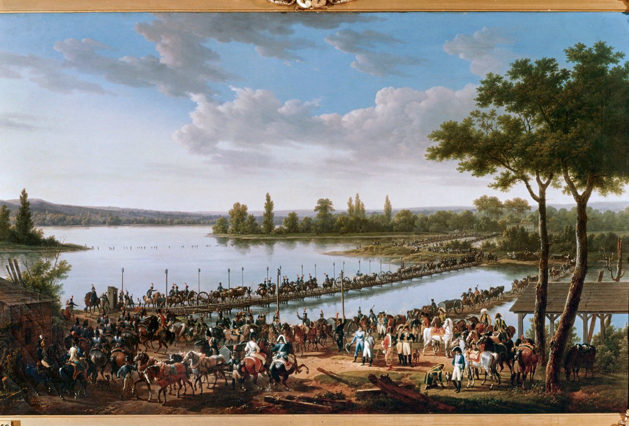 Przejście Dunaju przez Napoleona przed bitwą pod Wagram ... (obraz na płótnie) autorstwa Jacques Francois Joseph Swebach