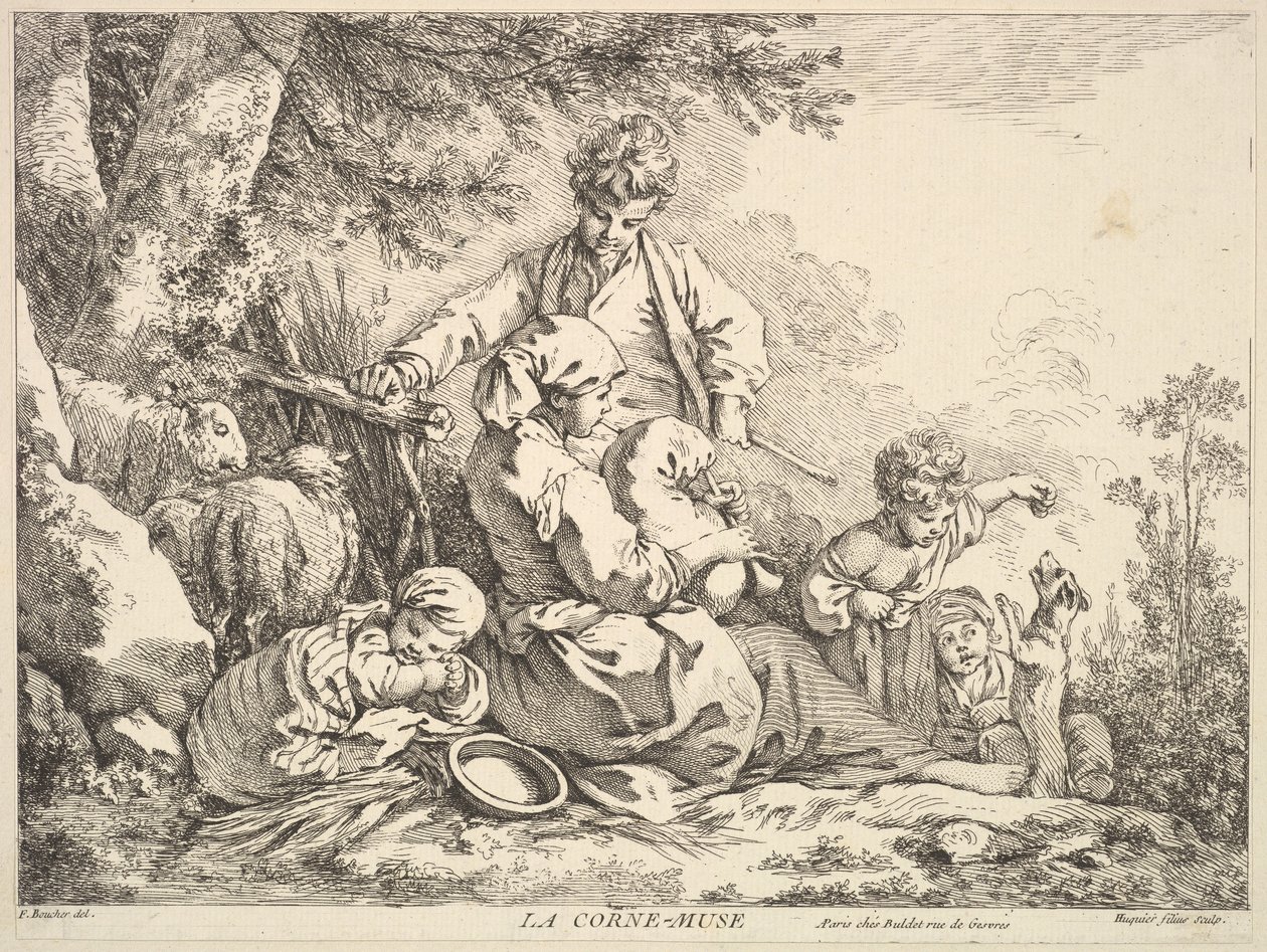 Dudy, połowa do końca XVIII wieku. autorstwa Jacques Gabriel Huquier