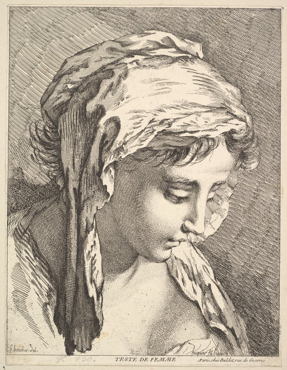 Głowa kobiety, połowa do końca XVIII wieku. autorstwa Jacques Gabriel Huquier