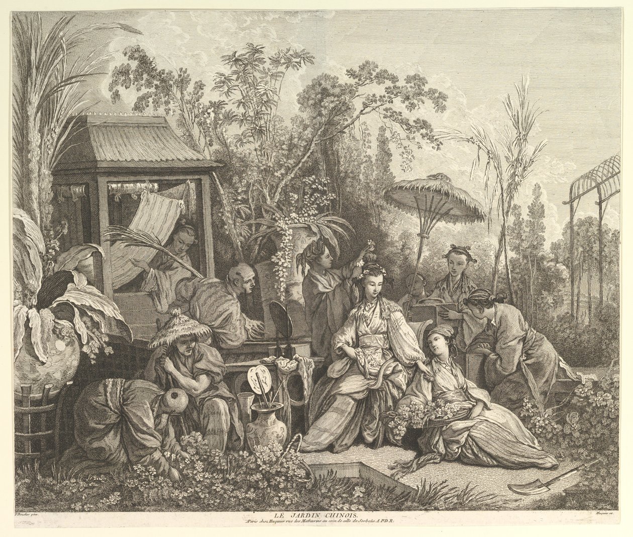 Ogród Chiński z Chinoiseries, po 1743 r. autorstwa Jacques Gabriel Huquier