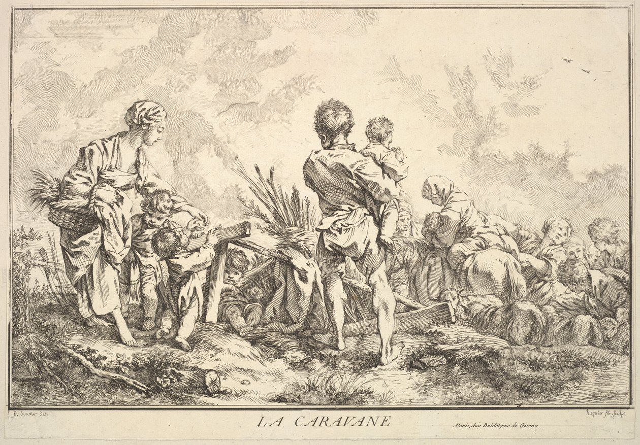 Karawana, połowa do końca XVIII wieku. autorstwa Jacques Gabriel Huquier