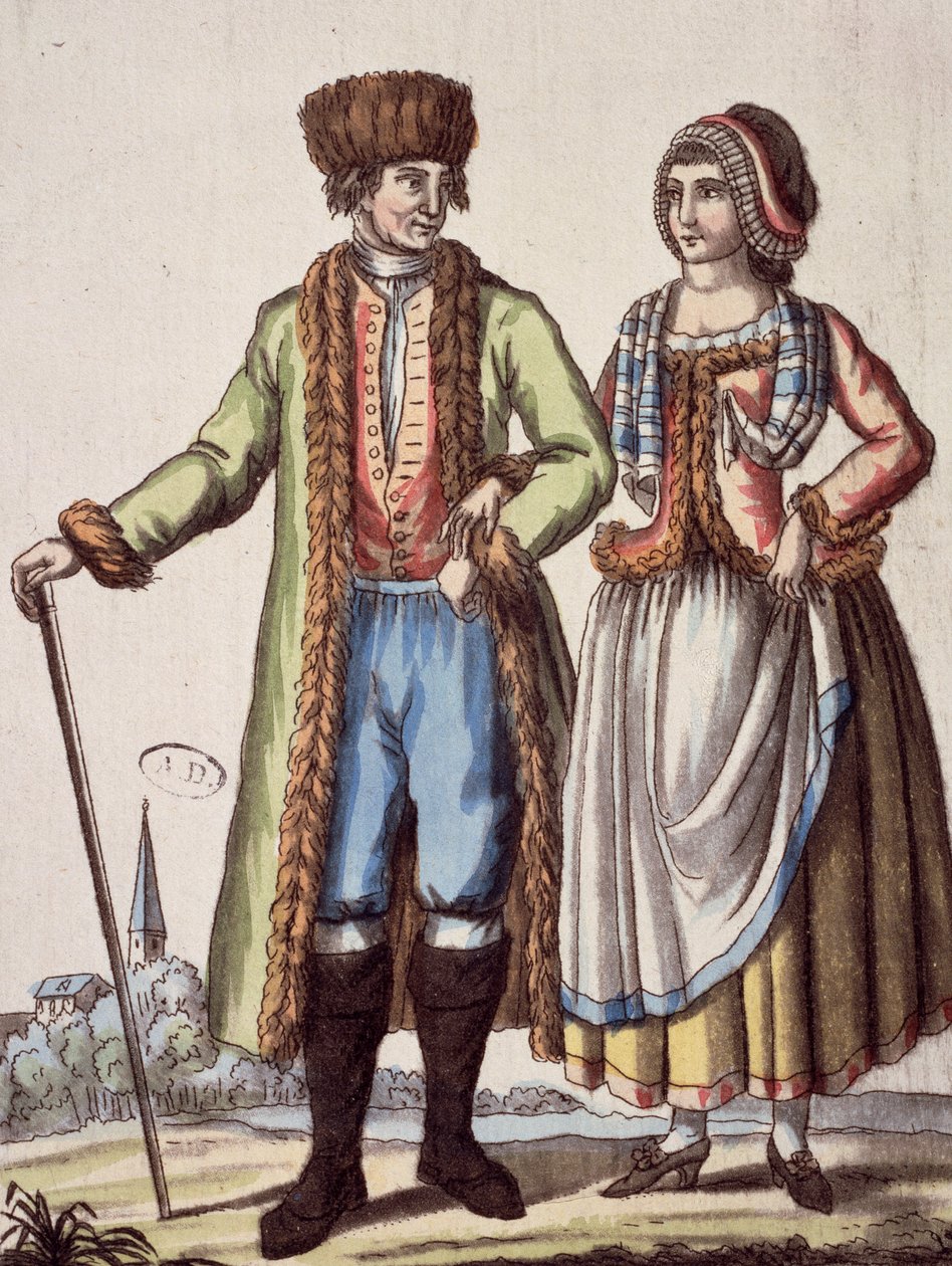 Para z Pragi, rycina Jacques Grasset de Saint - Sauveur (1757 - 1810) autorstwa Jacques Grasset de Saint Sauveur