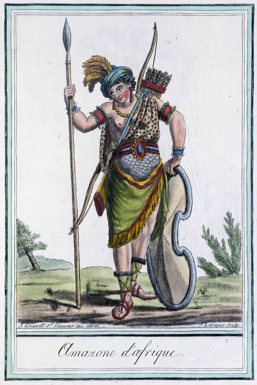 Afrykańska Amazonka - w „”Encyklopedii podróży”” Grasset St Sauveur, wyd. 1796 autorstwa Jacques Grasset de Saint Sauveur