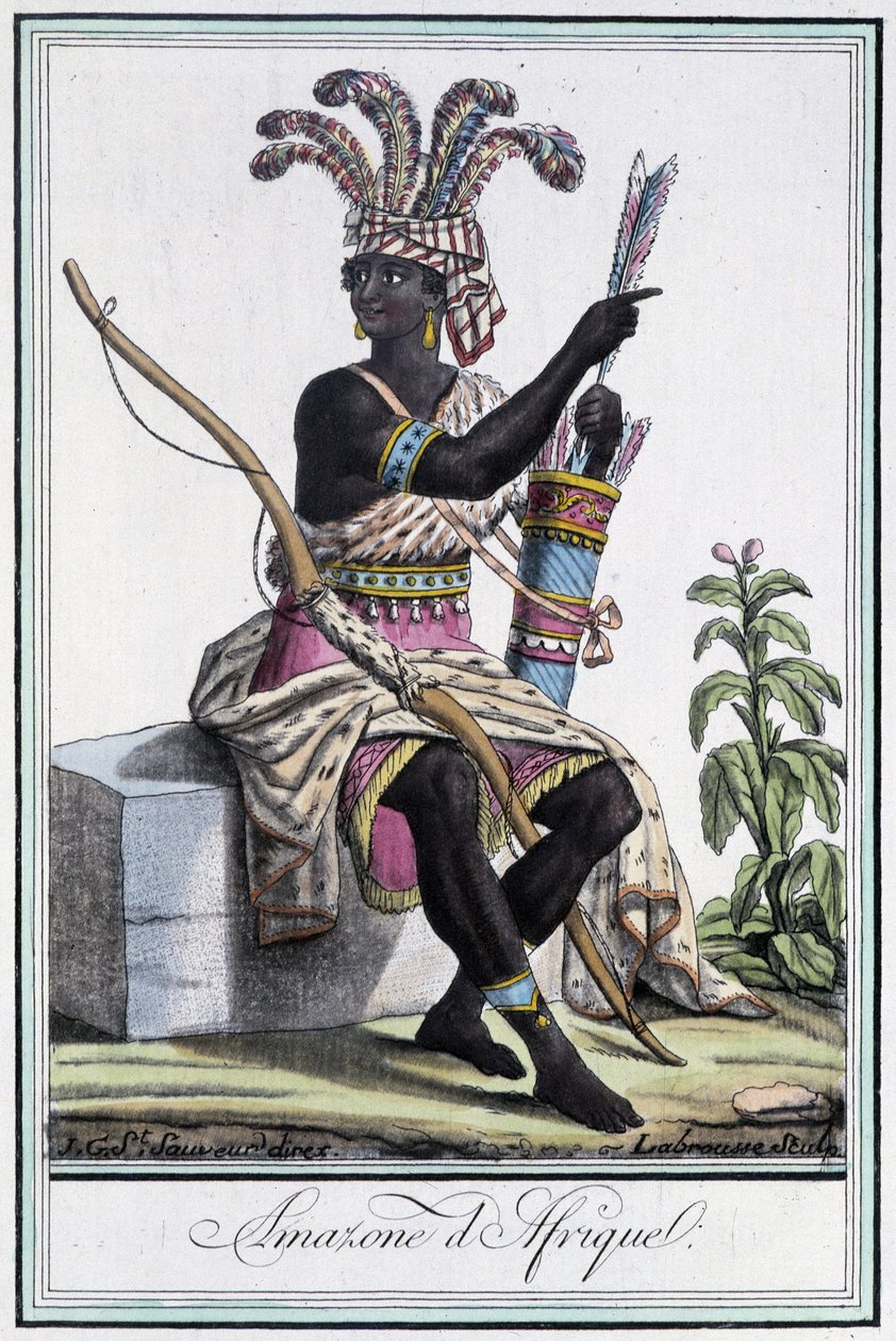 Amazon of Africa - w „”Encyclopedia of Travels”” Grasset St Sauveur, wyd. 1796 autorstwa Jacques Grasset de Saint Sauveur