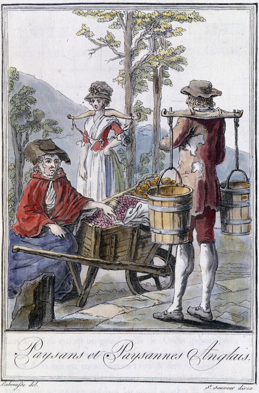 Angielscy chłopi i chłopi - w „”Encyklopedii podróży”” Grasset St Sauveur, wyd. 1796 autorstwa Jacques Grasset de Saint-Sauveur