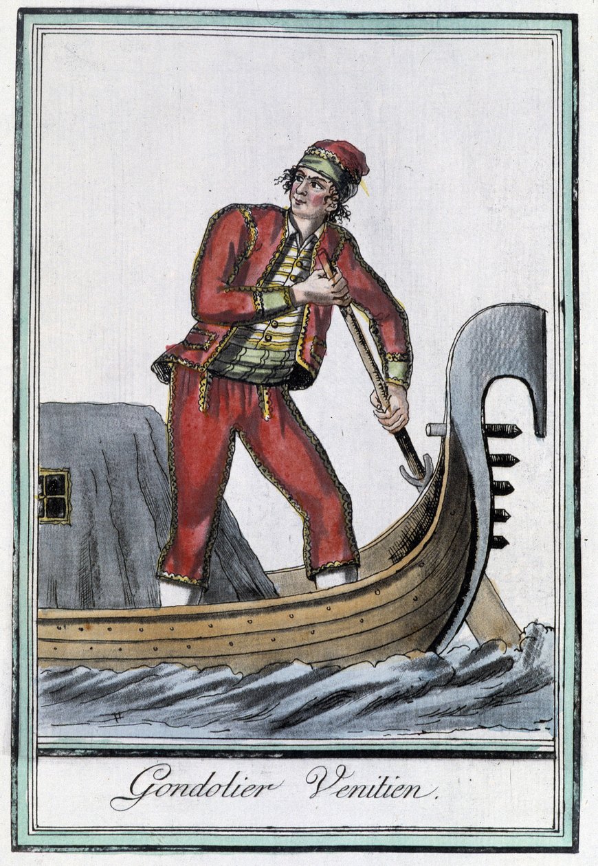 Gondolier w Wenecji - w „Encyklopedii podróży” Grasset Saint Sauveur, wyd. Paryż 1796 autorstwa Jacques Grasset de Saint Sauveur