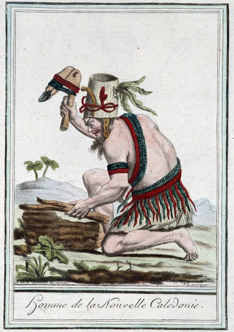 Człowiek z Nowej Kaledonii - w „”Encyklopedii podróży”” Grasset St Sauveur, wyd. 1796 autorstwa Jacques Grasset de Saint Sauveur