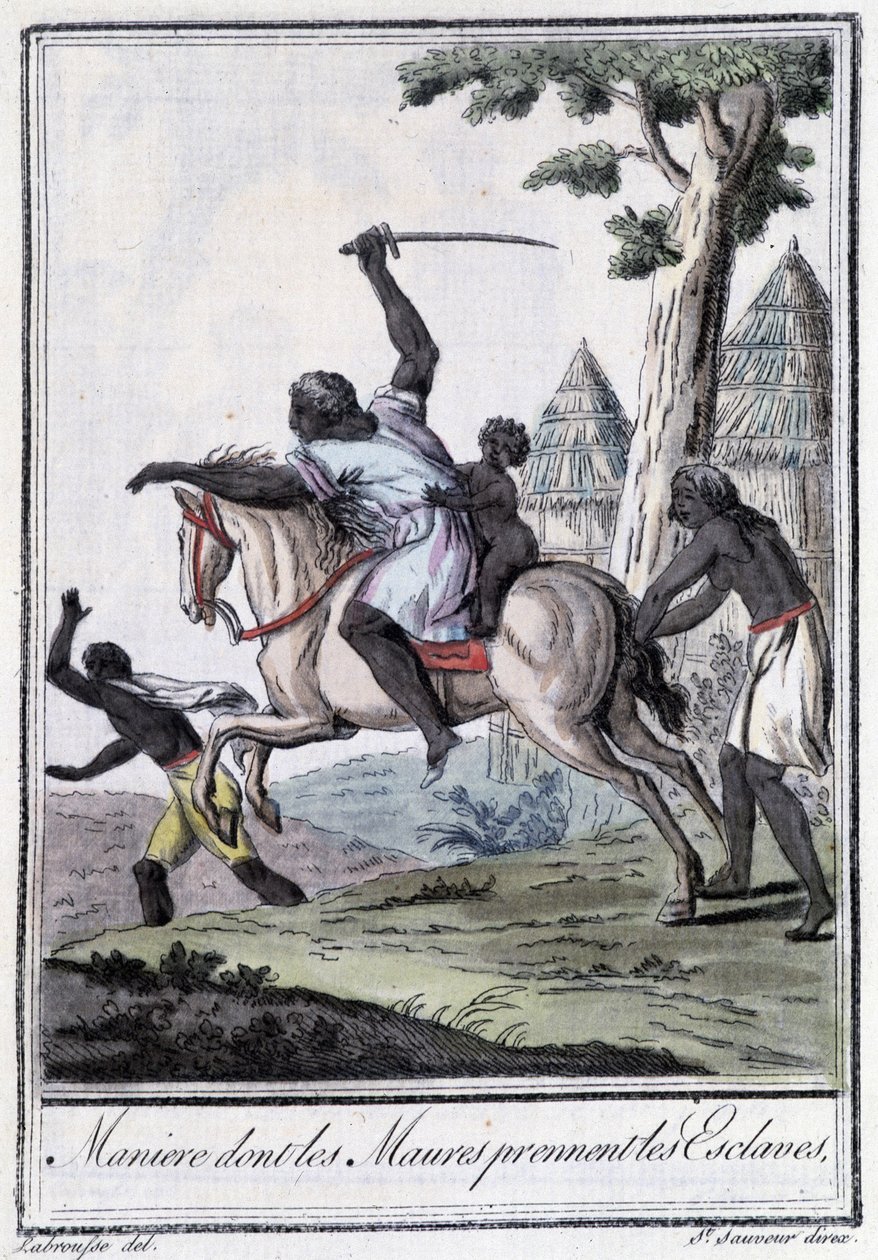 Zarządzaj, czyj Moures bierze niewolników - w „” Encyclopédie des voyages”” Grasset Saint Sauveur, wyd. Paryż 1796 autorstwa Jacques Grasset de Saint Sauveur