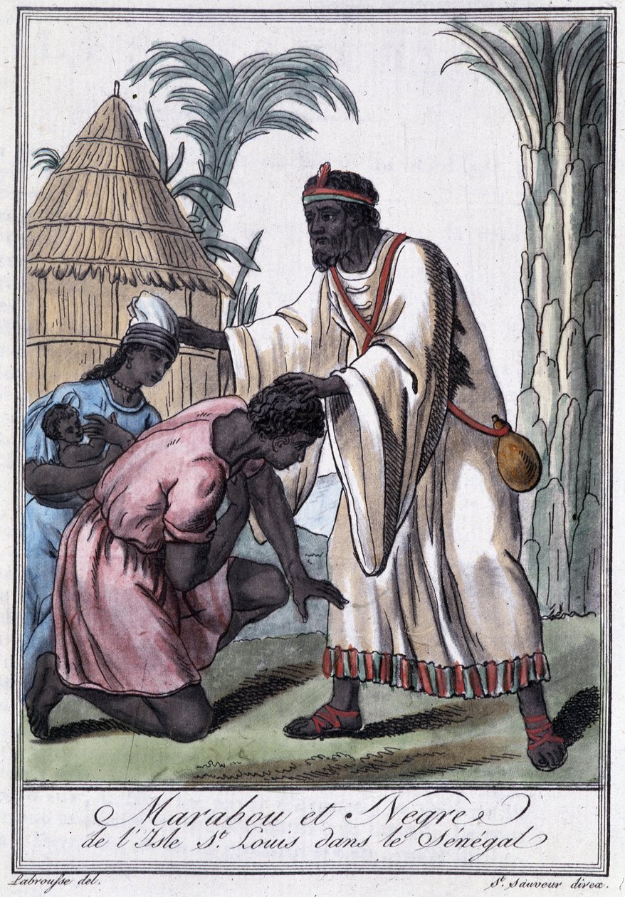 Marabou z Saint Louis Island, Senegal - w „Encyklopedii podróży” Grasset Saint Sauveur, wyd. Paryż 1796 autorstwa Jacques Grasset de Saint Sauveur