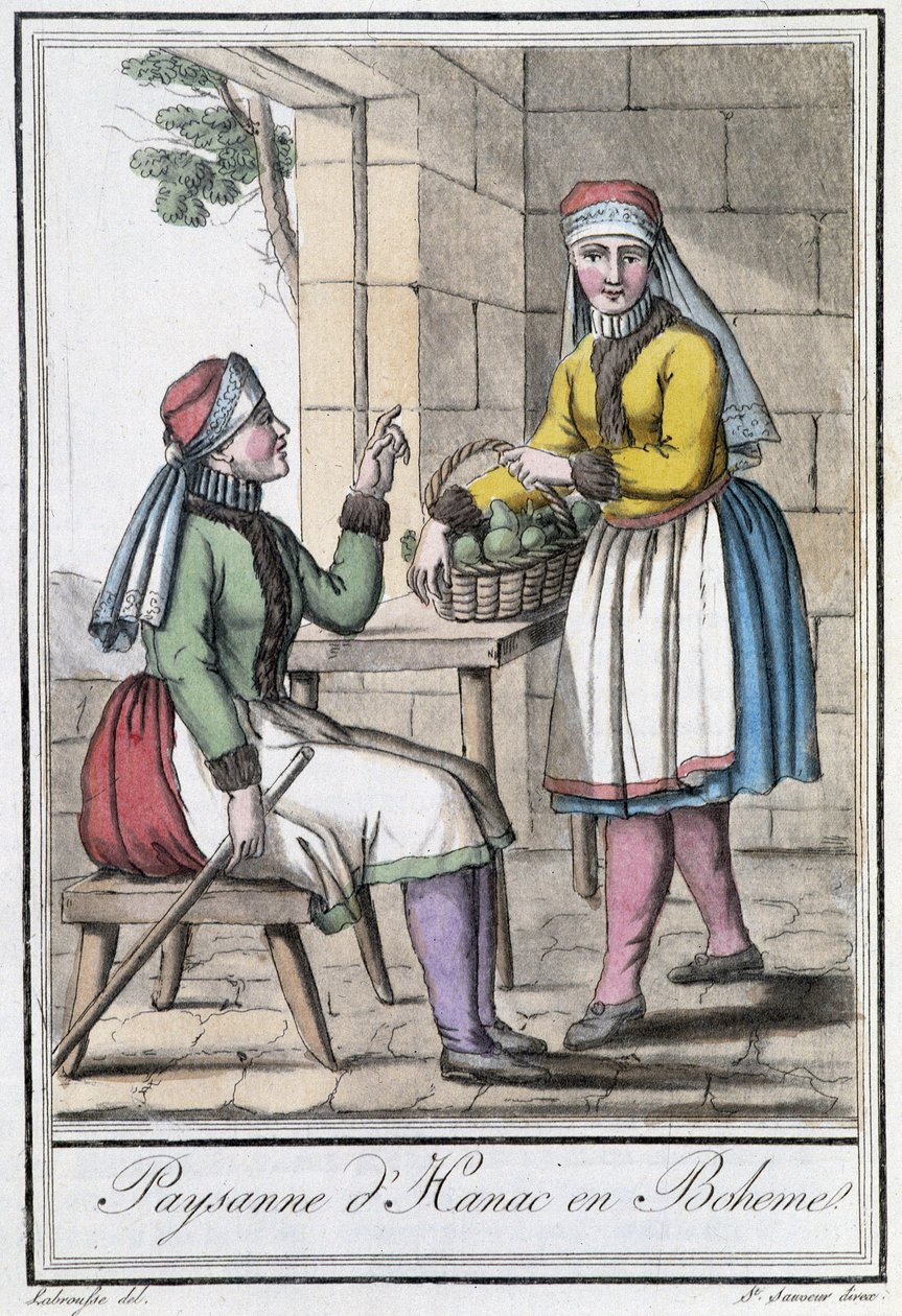 Chłopka z Hanac, w Czechach (Czechosłowacja) - w „Encyklopedii podróży” Grasset St Sauveur, Paryż autorstwa Jacques Grasset de Saint Sauveur