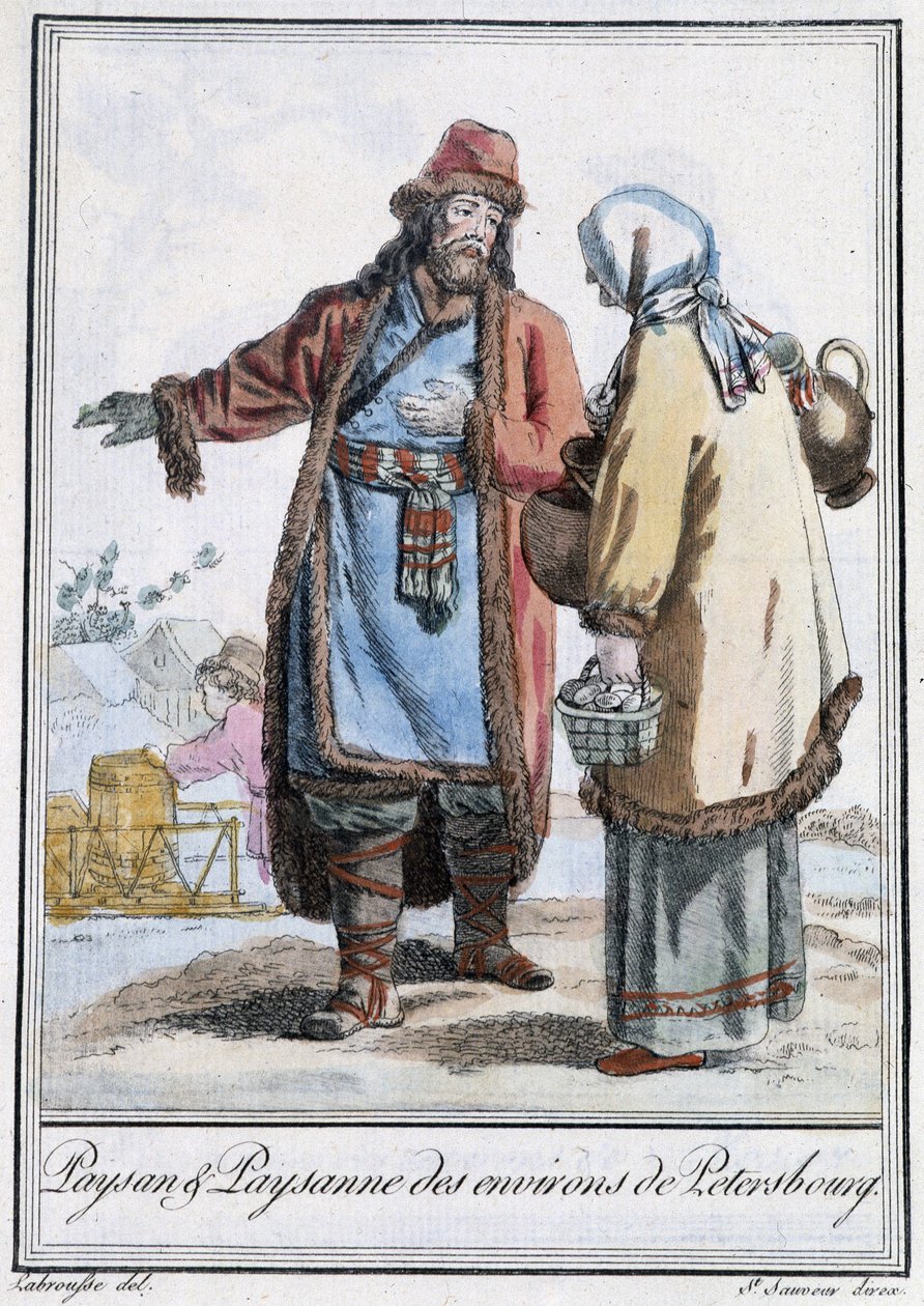 Chłop i Chłop z Petersburga - w „Encyklopedii podróży” Grasset St Sauveur, wyd. 1796 autorstwa Jacques Grasset de Saint Sauveur