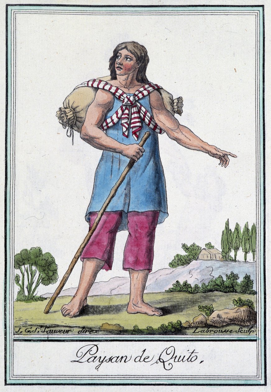 Chłop z Quito (Ekwador) - w „Encyklopedii podróży” Grasset St Sauveur, wyd. 1796 autorstwa Jacques Grasset de Saint Sauveur