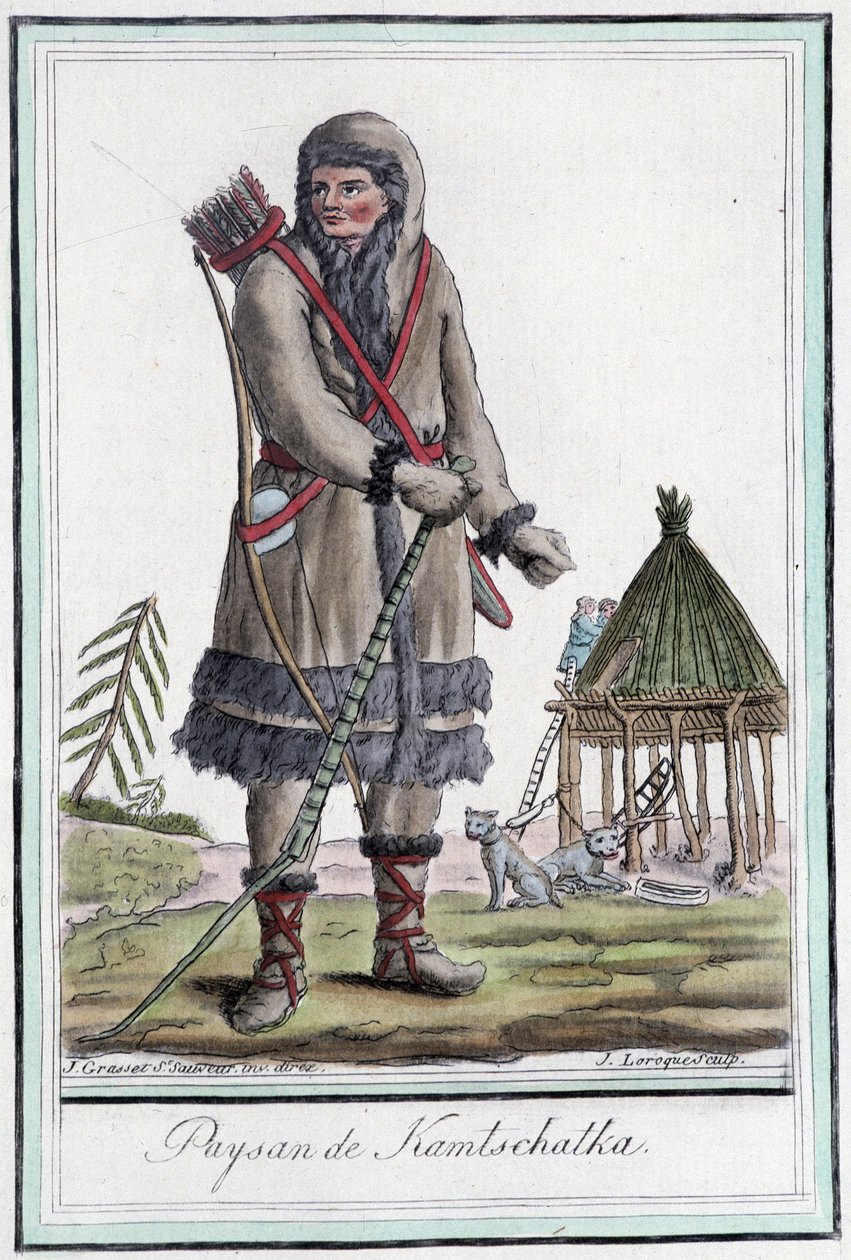Chłop z Kamczatki - w „Encyklopedii podróży” Grasset St Sauveur, Paryż autorstwa Jacques Grasset de Saint Sauveur