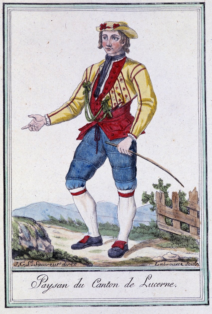 Chłop z Kantonu Lucerny (Szwajcaria) - w „”Encyklopedii podróży”” Grasset St Sauveur, wyd. 1796 autorstwa Jacques Grasset de Saint Sauveur