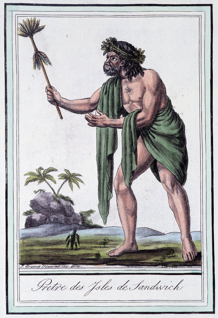 Priest of the Sandwich Islands - w „Encyklopedii podróży” Grasset Saint Sauveur, wyd. Paryż 1796 autorstwa Jacques Grasset de Saint Sauveur
