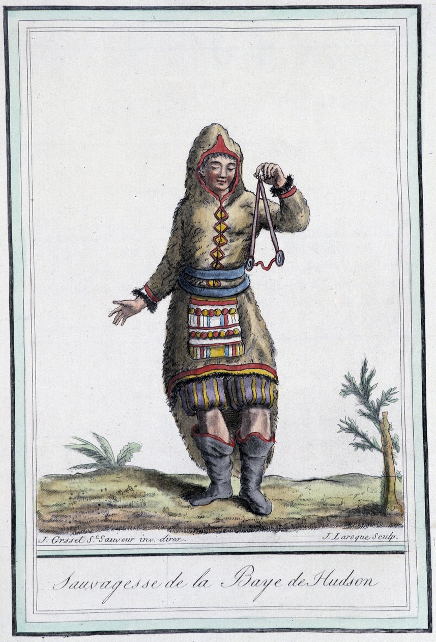Sauvagesse of Hudson Bay (Kanada) - w „”Encyklopedii podróży”” Grasset St Sauveur, wyd. 1796 autorstwa Jacques Grasset de Saint Sauveur