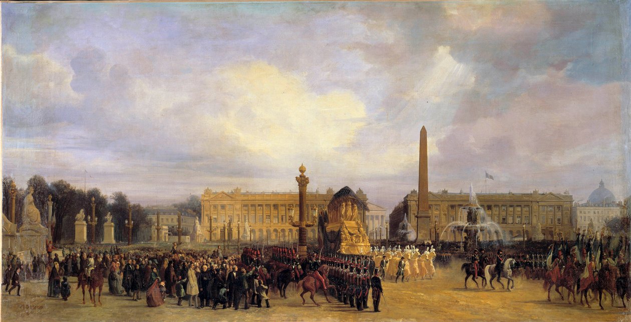 Powrót prochów Napoleona I (1769-1821) w Paryżu 15.12.1840: kondukt przechodzi przez Place de la Concorde Obraz Jacquesa Guiauda (1811-1876) 1841 Nd. 1,05x2,17m. autorstwa Jacques Guiaud