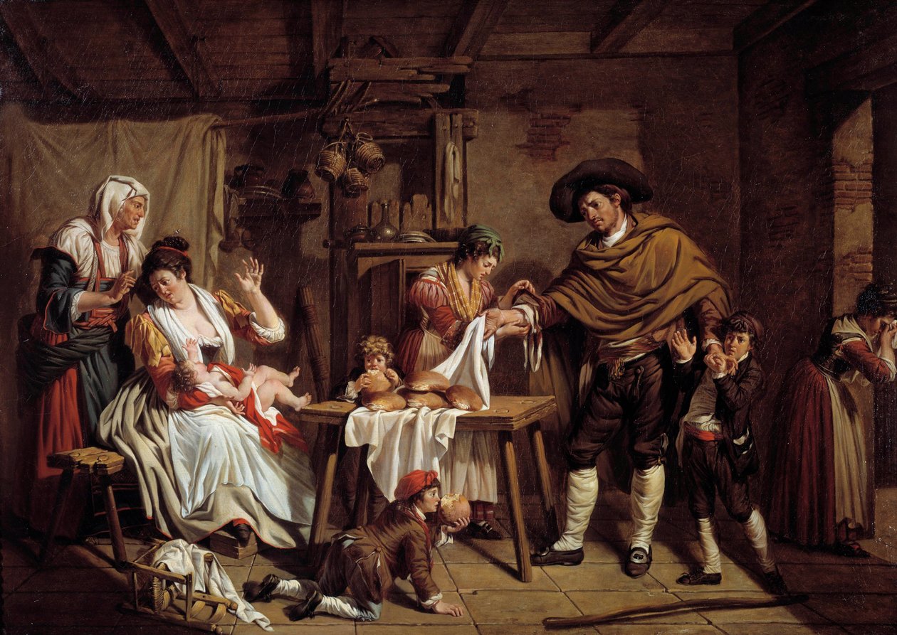 Dawca krwi, pożegnanie ojca Włocha Obraz Jacquesa Sableta (1749-1803) XVIII w. Stockolm, Muzeum Narodowe autorstwa Jacques Henri Sablet