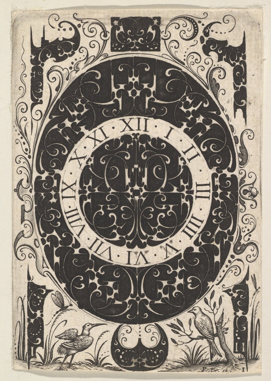 Zegarek owalny z ptakami i drobnymi motywami, ca. 1614-19. autorstwa Jacques Hurtu