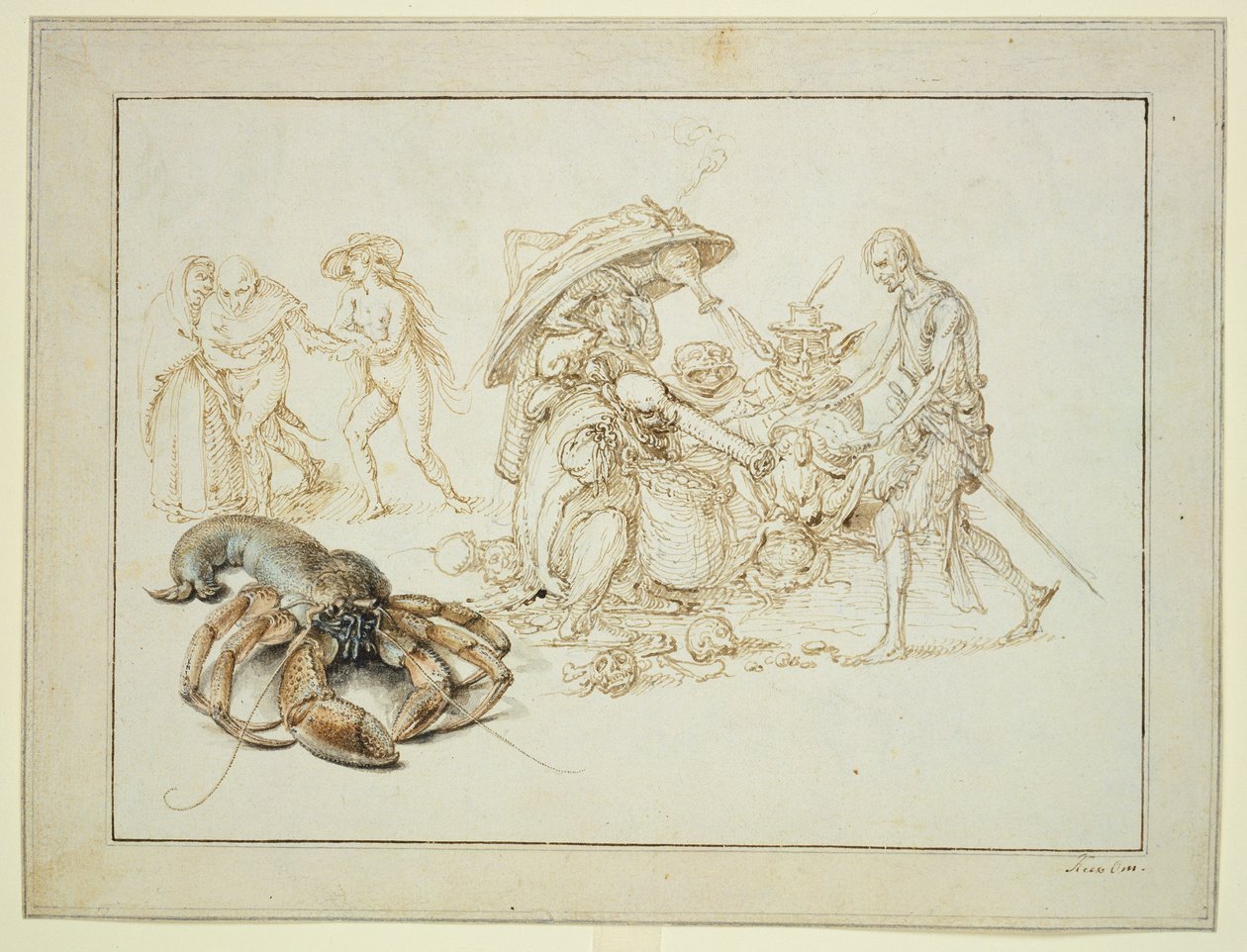 Homar i dwie czarownice, ok. 1602 r. (pióro i akwarela na papierze) autorstwa Jacques II de Gheyn