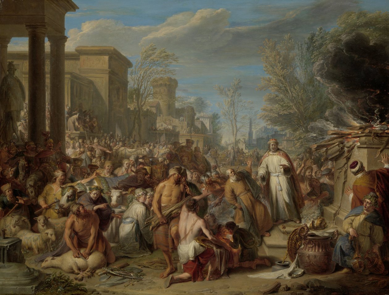Jeroboam składa ofiary bożkom Bałwochwalstwo Jeroboama autorstwa Jacques Ignatius de Roore