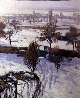 Widok Genewy zimą (olej na pokładzie) autorstwa Jacques Jacobi