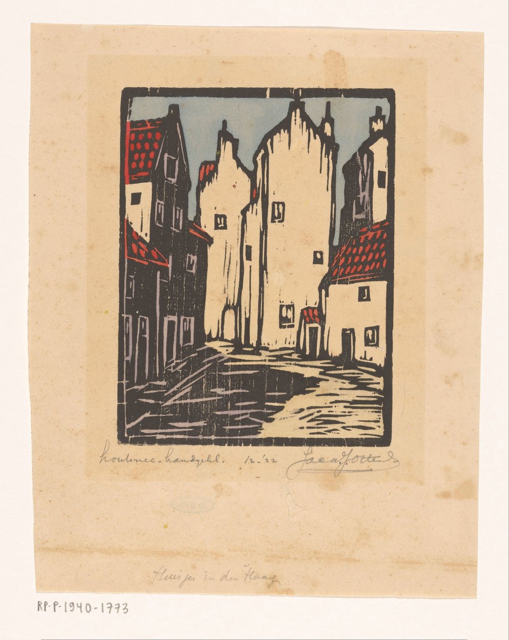Domy w Hadze (oryginalny tytuł na obiekcie) autorstwa Jacques Jeichienus Ottens (signed by artist)