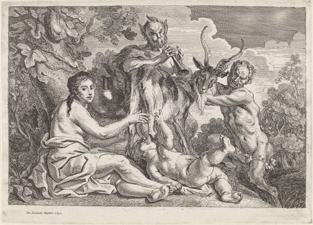 Dziecko Jowisz jest karmione przez kozę Amalthea autorstwa Jacques Jordaens