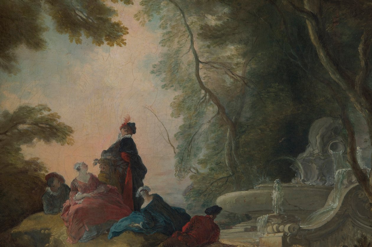 Wspaniała impreza przy fontannie autorstwa Jacques Lajoue de
