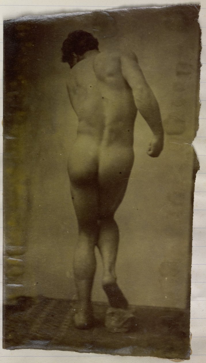 Studium męskiego nagiego modela, stojącego i widzianego z tyłu, w pracowni Jacques de Lalaing autorstwa Jacques Lalaing (attributed to)