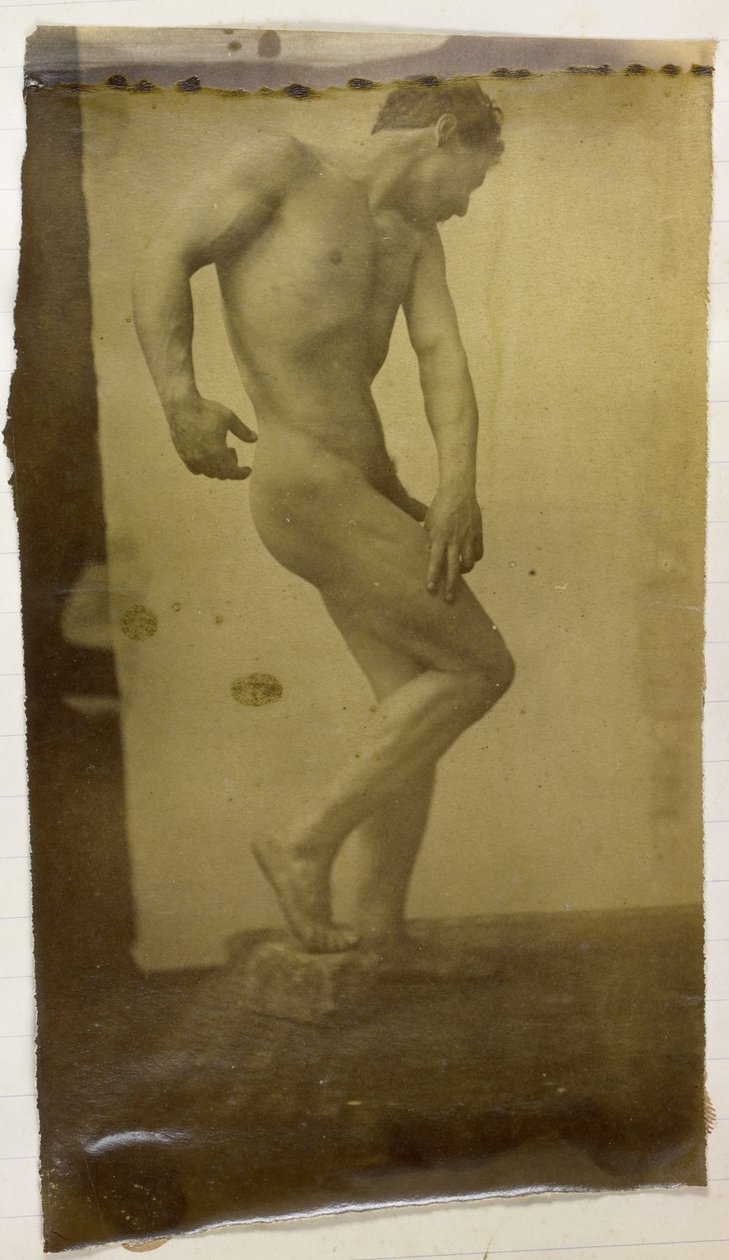 Studium męskiego nagiego modela, stojącego i widzianego z boku, w pracowni Jacques de Lalaing autorstwa Jacques Lalaing (attributed to)