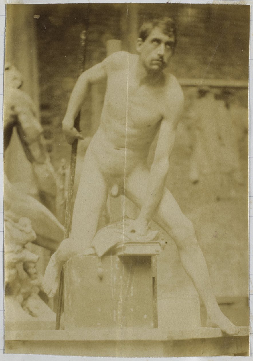 Studium męskiego nagiego modela, widziane z przodu, w pracowni Jacques de Lalaing autorstwa Jacques Lalaing (attributed to)