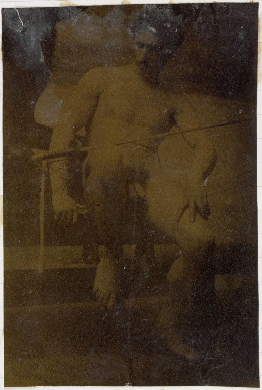 Studium nagiego modela, siedzącego z przodu z mieczem na kolanach, w pracowni Jacques de Lalaing autorstwa Jacques Lalaing (attributed to)