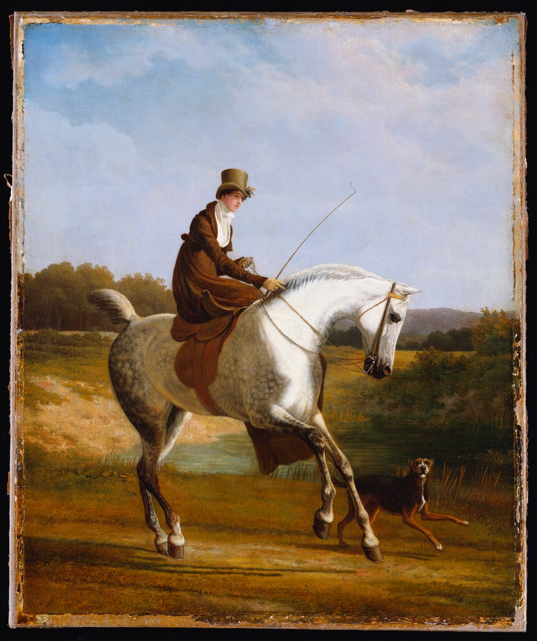 Panna Cazenove o Szarym Łowcy, Psie biegnącym Obok autorstwa Jacques Laurent Agasse
