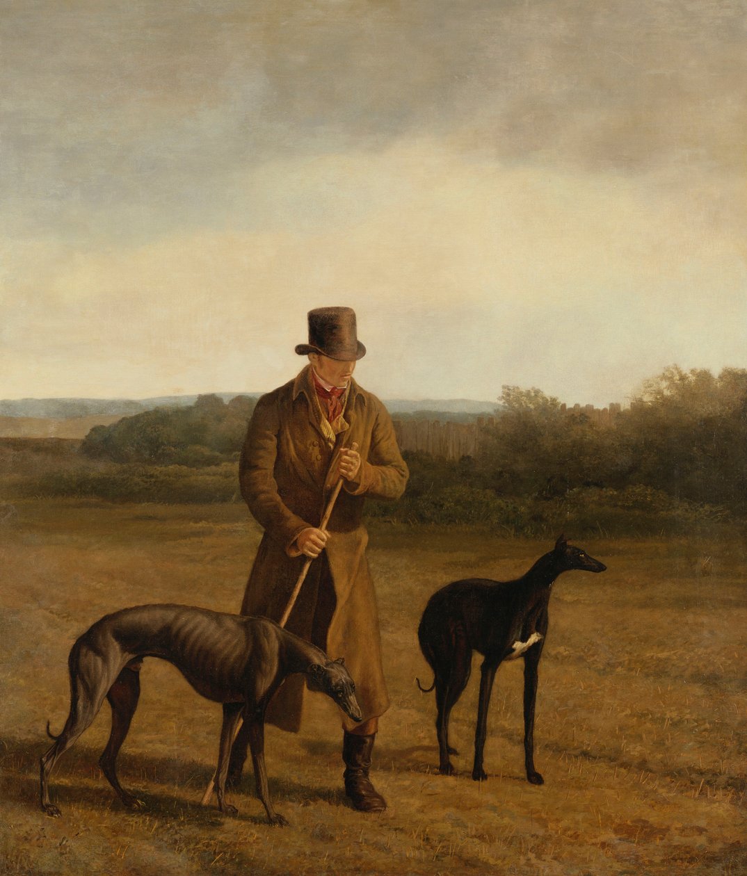 Portret Lorda Riversa z dwoma chartami, ok.1825 autorstwa Jacques Laurent Agasse