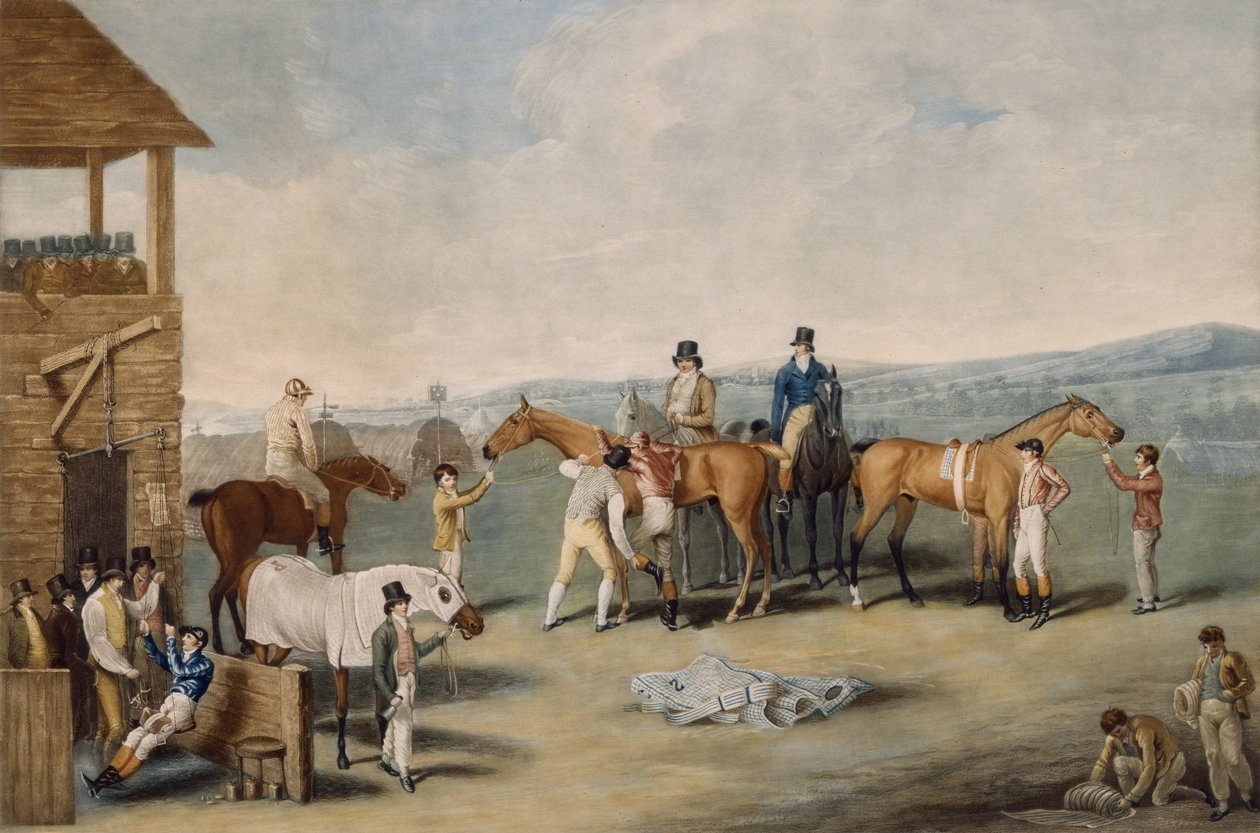 Para: przygotowania do startu, Londyn 20 stycznia 1803 (akwatinta) autorstwa Jacques Laurent after Agasse