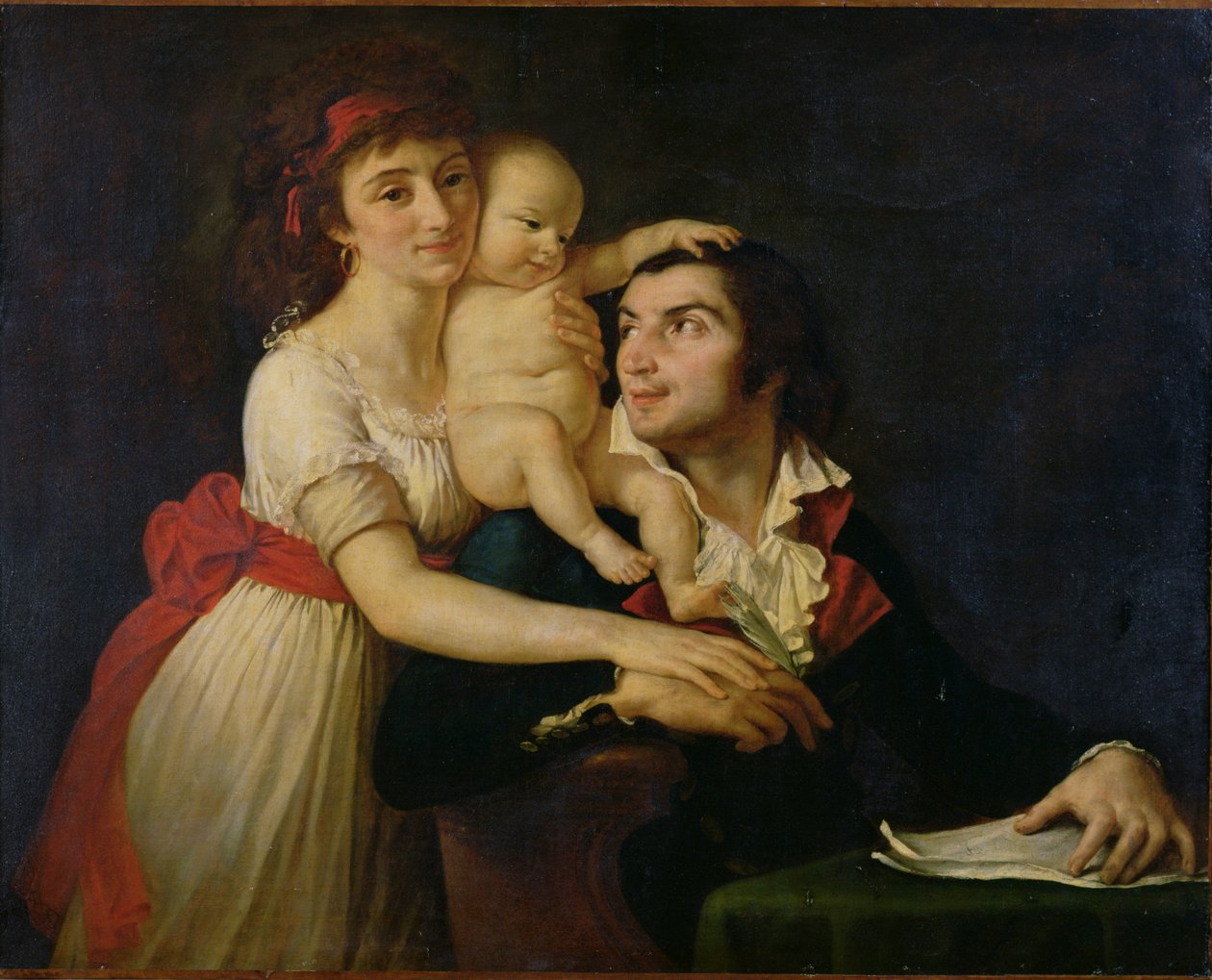 Camille Desmoulins (1760-94), jego żona Lucile (1771-94) i ich syn Horace-Camille (1792-1825) c.1792 (olej na płótnie) autorstwa Jacques Louis (workshop of) David