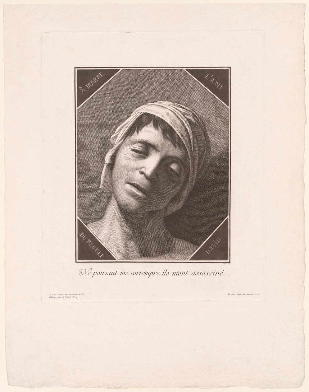 Marat w chwili swojej śmierci autorstwa Jacques Louis Copia