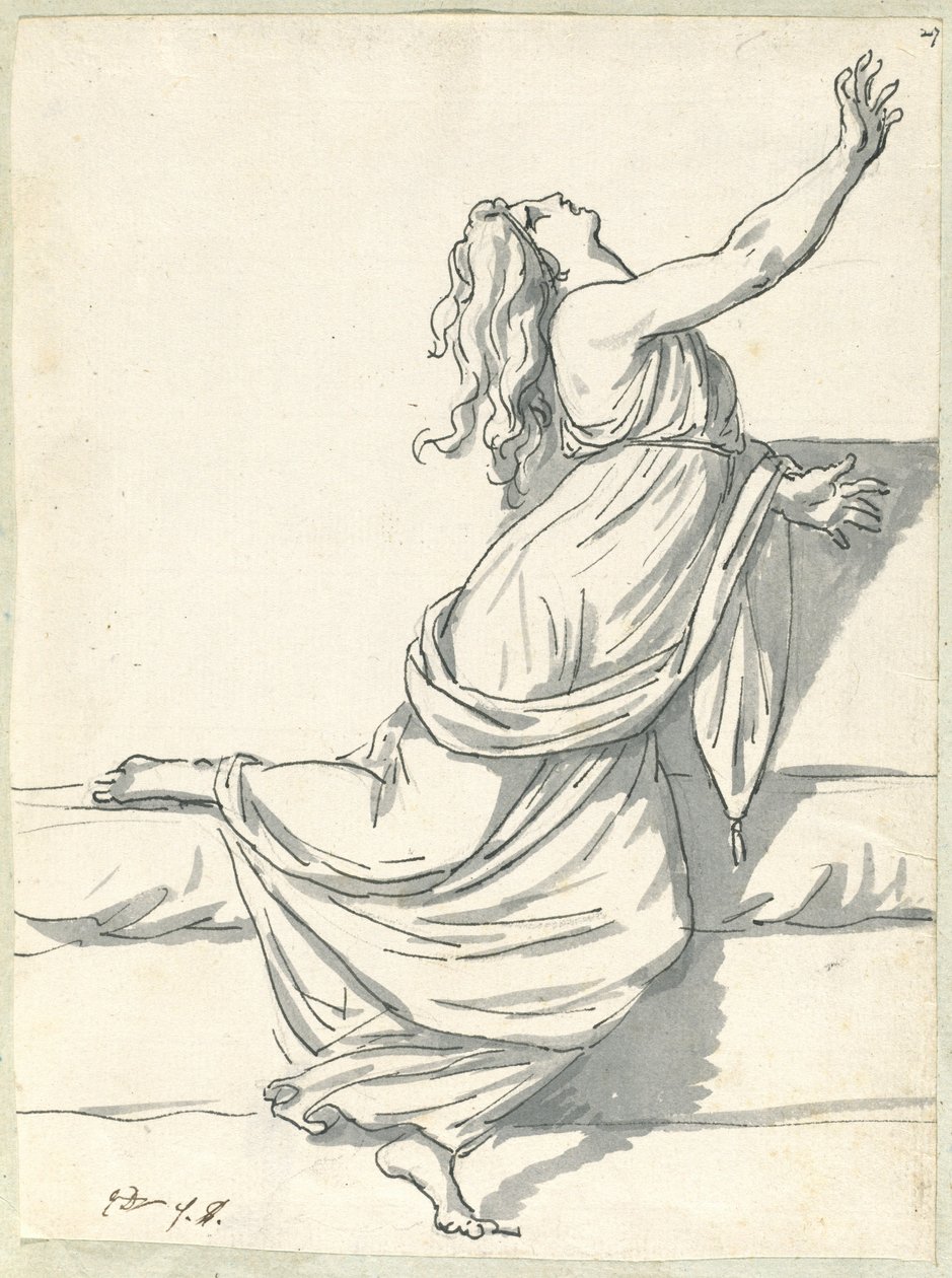 Zrozpaczona kobieta z odrzuconą głową autorstwa Jacques Louis David
