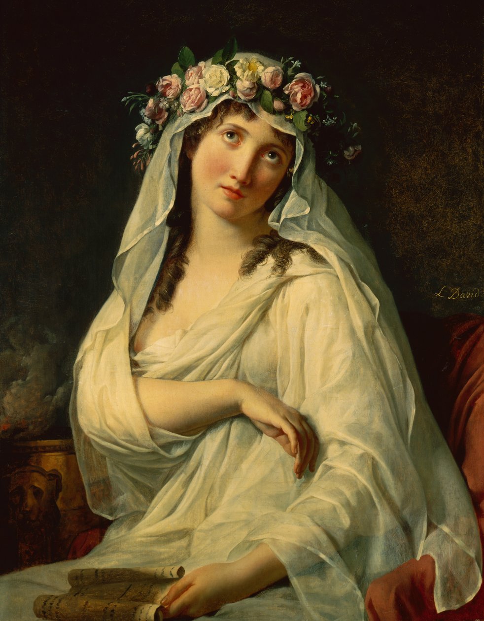 Westalska Dziewica Ukoronowana Kwiatami autorstwa Jacques Louis David