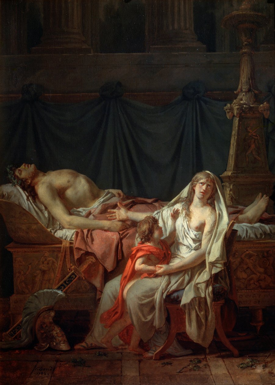 Andromacha opłakuje Hektora, 1783. autorstwa Jacques Louis David