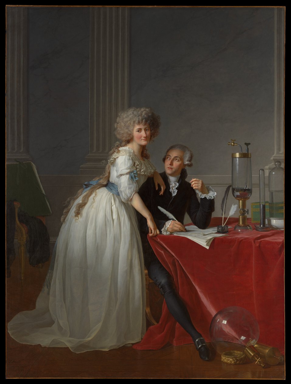 Antoine Laurent Lavoisier (1743-1794) i Marie Anne Lavoisier (Marie Anne Pierrette Paulze, 1758-1836) autorstwa Jacques Louis David