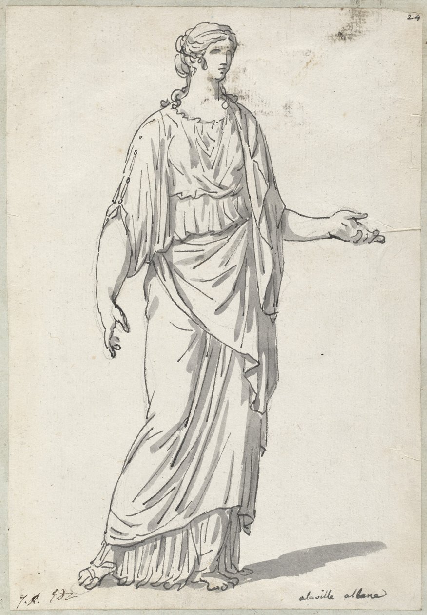 Klasyczna rzeźba kobiety z wyciągniętym ramieniem autorstwa Jacques Louis David