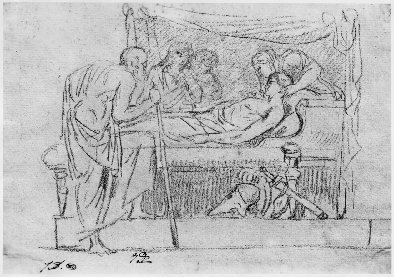 Śmierć Meleagera (czarny ołówek na papierze) autorstwa Jacques Louis David