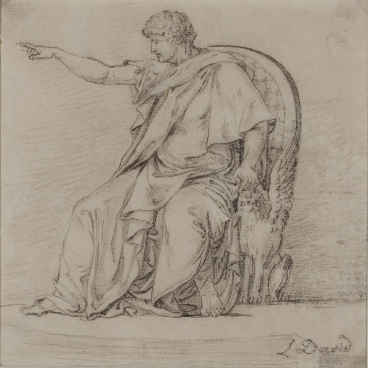 Draped Figure, koniec XVIII wieku (ołówek na papierze) autorstwa Jacques Louis David