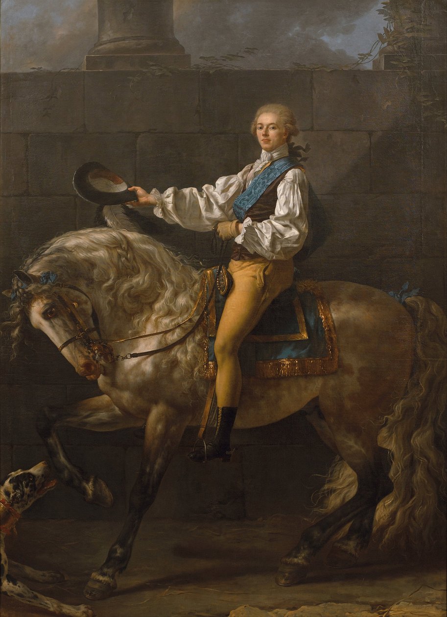 Equestrian portrait of Stanislaw Kostka Potocki 1755-1821 autorstwa Jacques Louis David